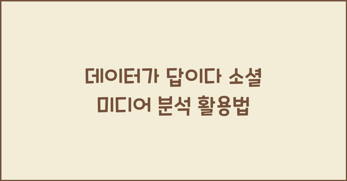 데이터가 답이다 소셜 미디어 분석 활용법